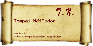 Tompai Nándor névjegykártya